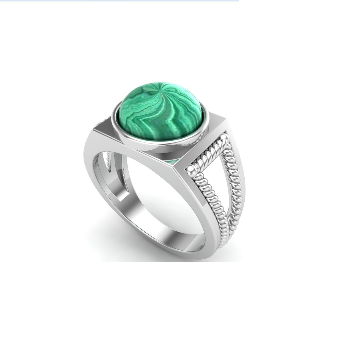 Bague malachite argent Venise